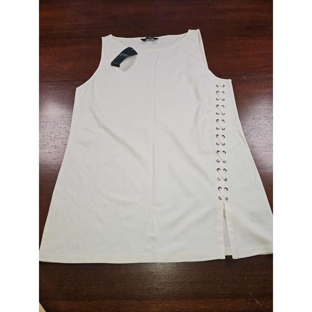 Lauren Ralph Lauren Women's Lace Up Ponte Sleeveless Tank Top Shirt NWT MFRP $89